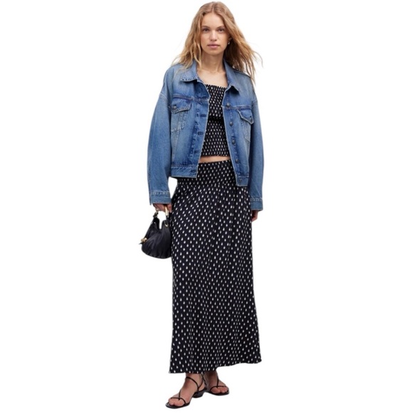Madewell Dresses & Skirts - Madewell Midi Skirt Size 14 Shibori Dot Print Smocked Waist